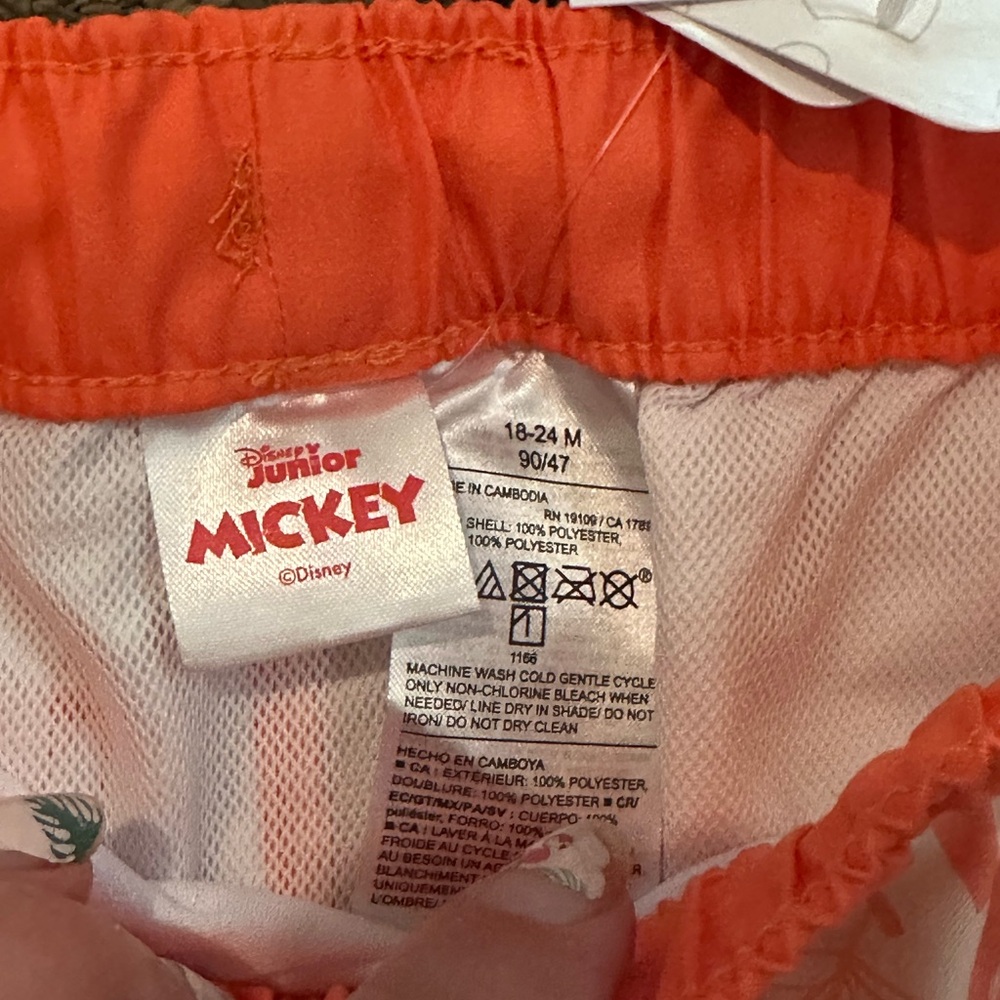 Disney Mickey Mouse Surfing Kids Shorts - Orange and White - Picture 2 of 3